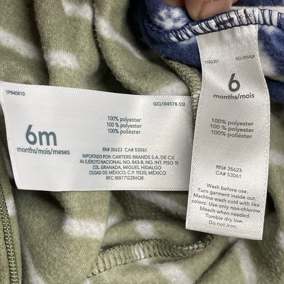 Carter's Green Striped (little brother) Blue Polar Bear Footies  Size: 6 months - Picture 7 of 7